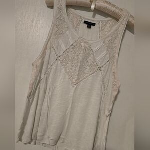 American Eagle White Lace Sleeveless Top